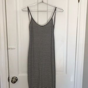 Midi length- striped backless dress